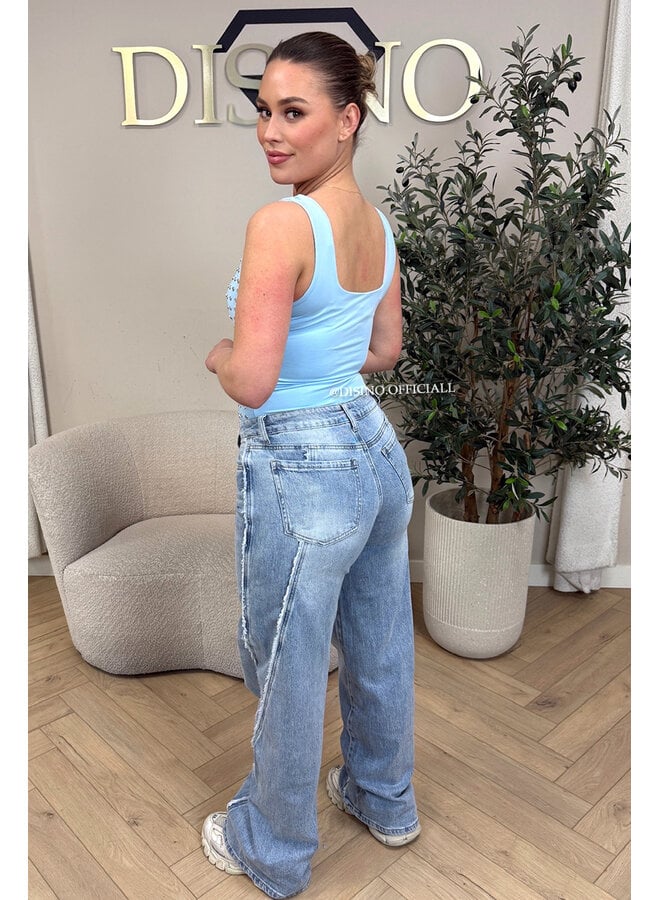 LIGHT BLUE - 'LYNN BODY' - VIRAL MIRROR STUDS BODYSUIT