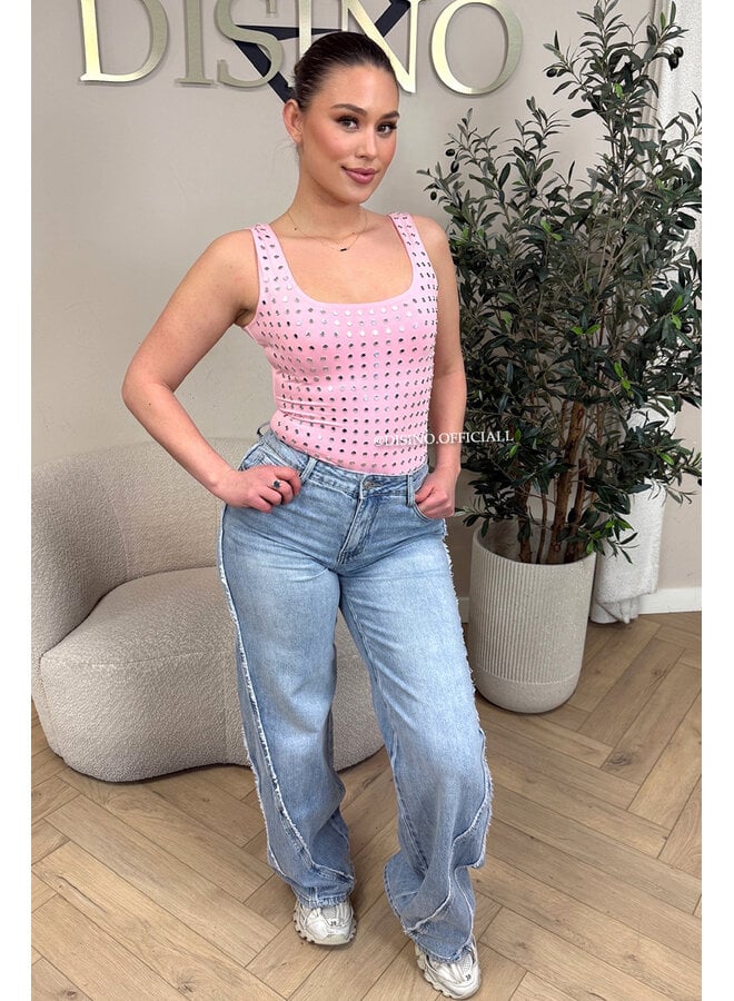 PINK - 'LYNN BODY' - VIRAL MIRROR STUDS BODYSUIT