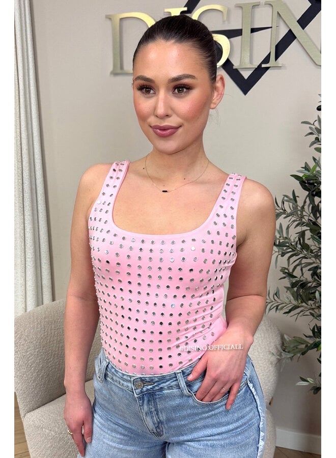 PINK - 'LYNN BODY' - VIRAL MIRROR STUDS BODYSUIT