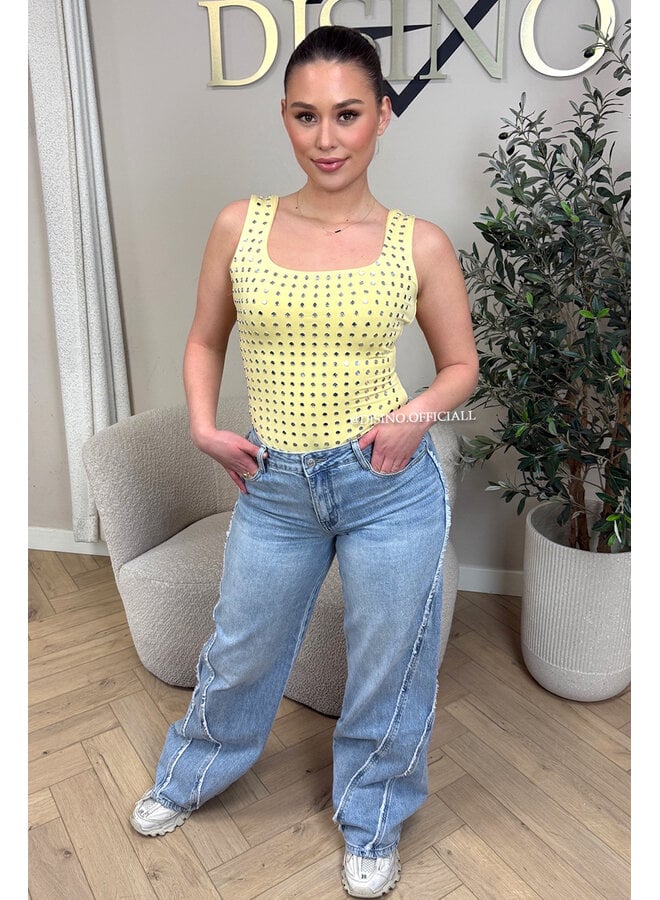 YELLOW - 'LYNN BODY' - VIRAL MIRROR STUDS BODYSUIT