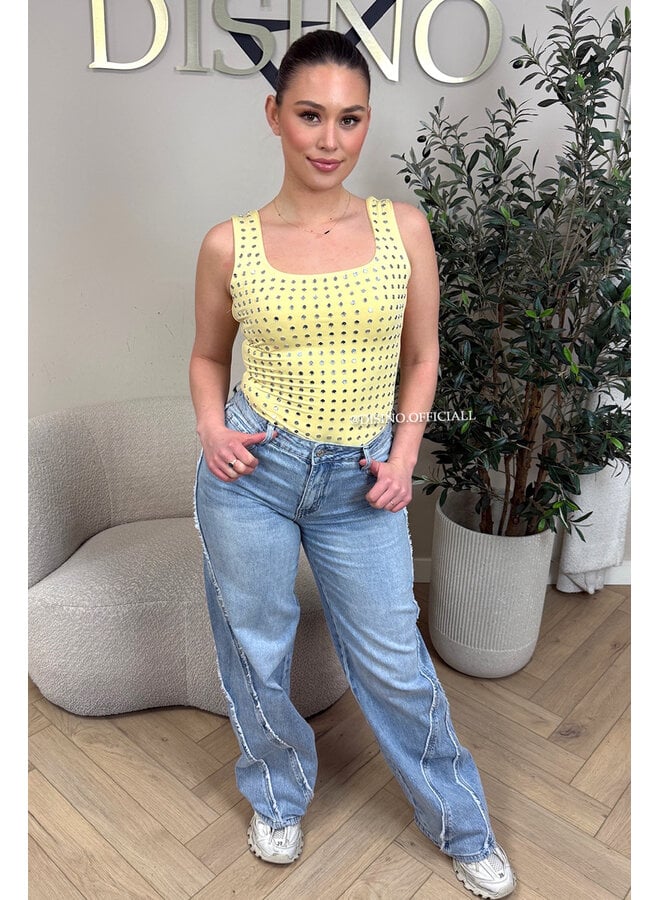 YELLOW - 'LYNN BODY' - VIRAL MIRROR STUDS BODYSUIT