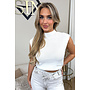 WHITE - 'CLEO' - BOYFRIEND PUFF SHOULDER TOP