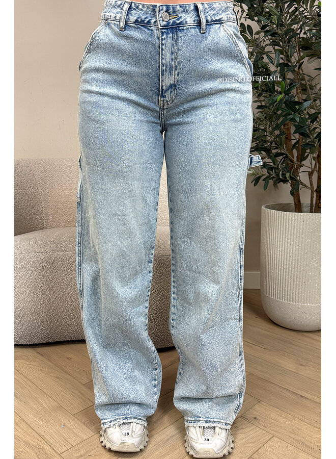 VINTAGE BLUE - 'CARPENTER JEANS' - STRETCH WIDE LEG CARGO JEANS
