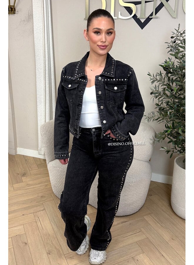 BLACK - 'RAVEN JACKET' - STUDS EXCLUSIVE DENIM JACKET