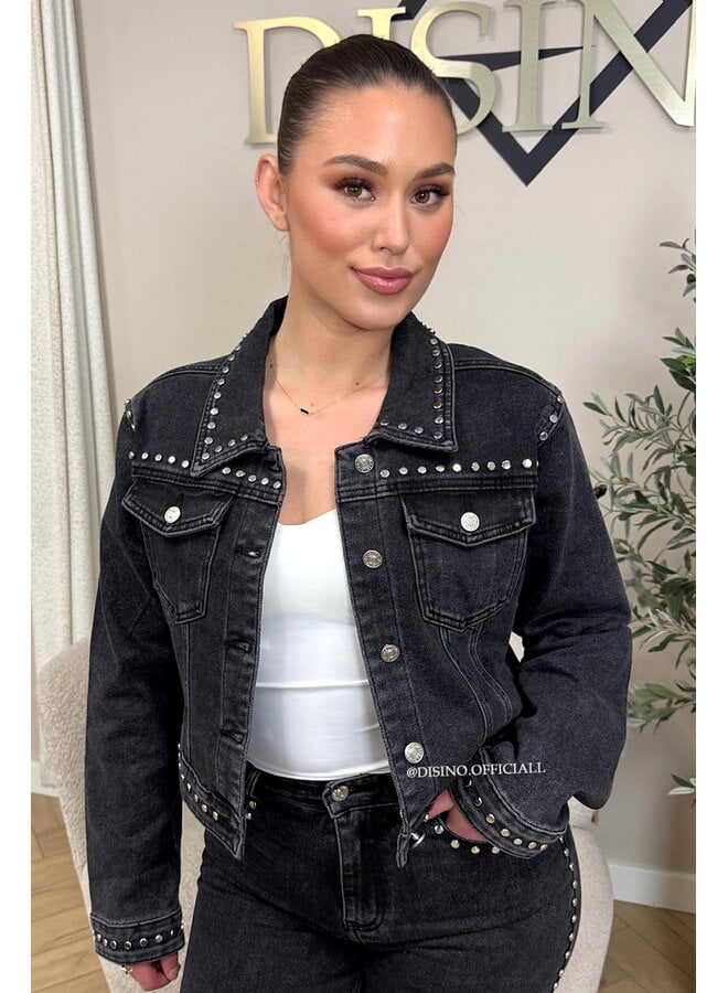 BLACK - 'RAVEN JACKET' - STUDS EXCLUSIVE DENIM JACKET