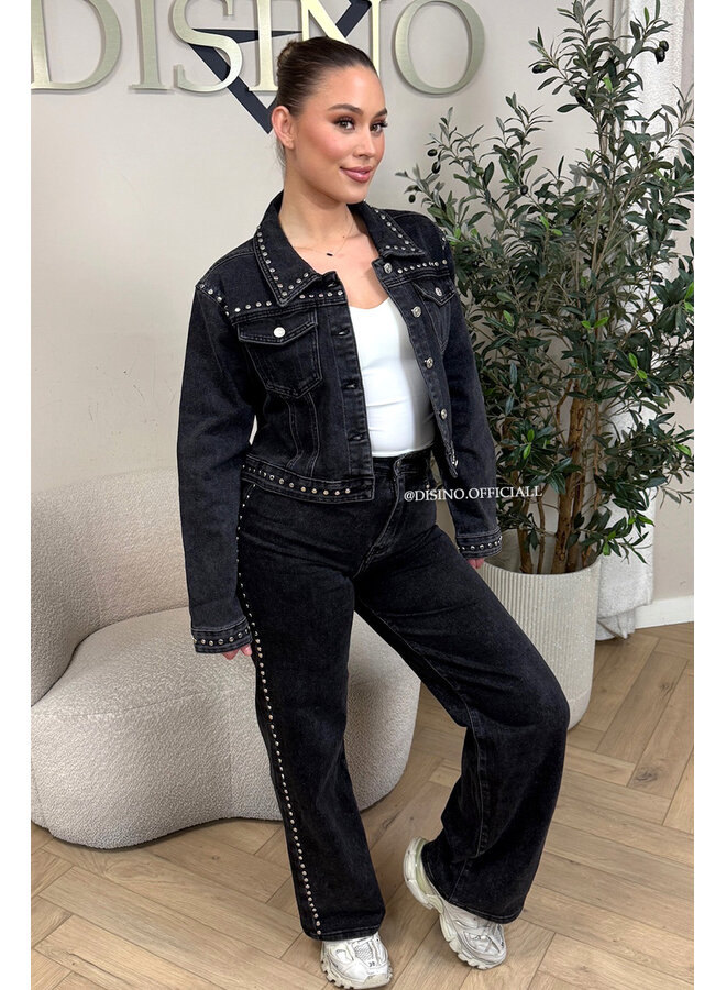 BLACK - 'RAVEN JACKET' - STUDS EXCLUSIVE DENIM JACKET