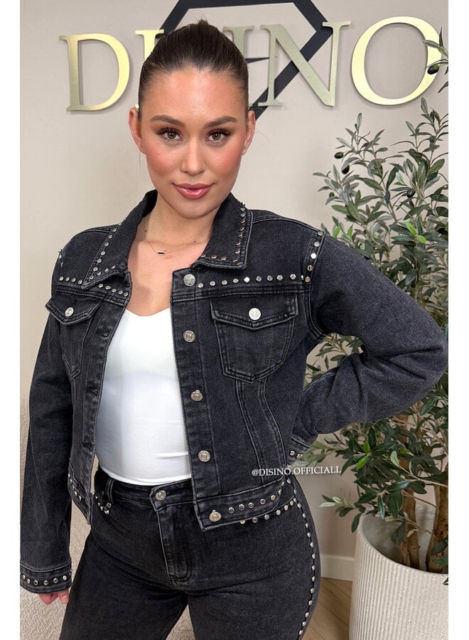 BLACK - 'RAVEN JACKET' - STUDS EXCLUSIVE DENIM JACKET