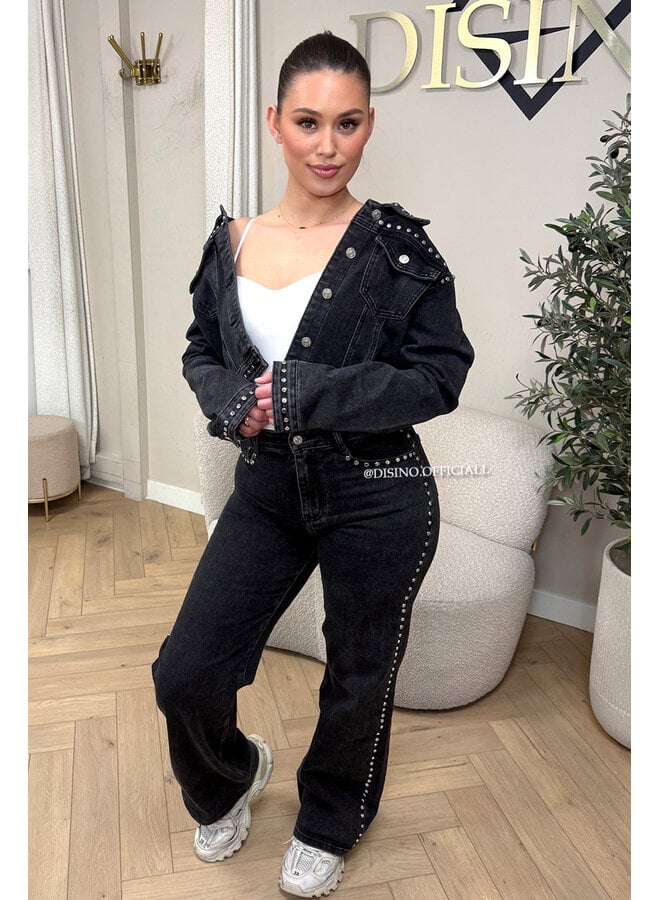 BLACK - 'RAVEN JACKET' - STUDS EXCLUSIVE DENIM JACKET