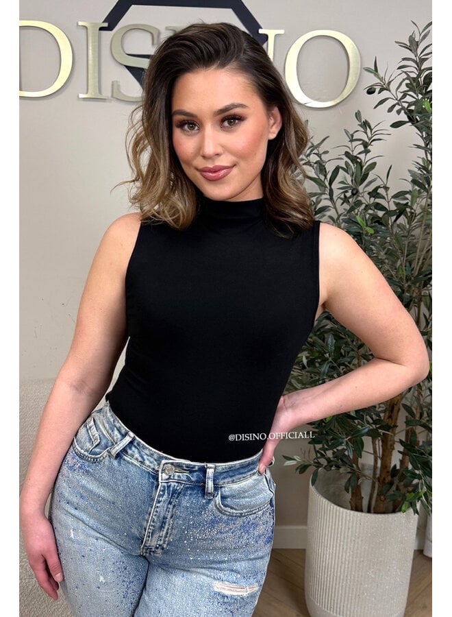 BLACK - 'BELLA BODY' - HIGH NECK BASIC BODYSUIT