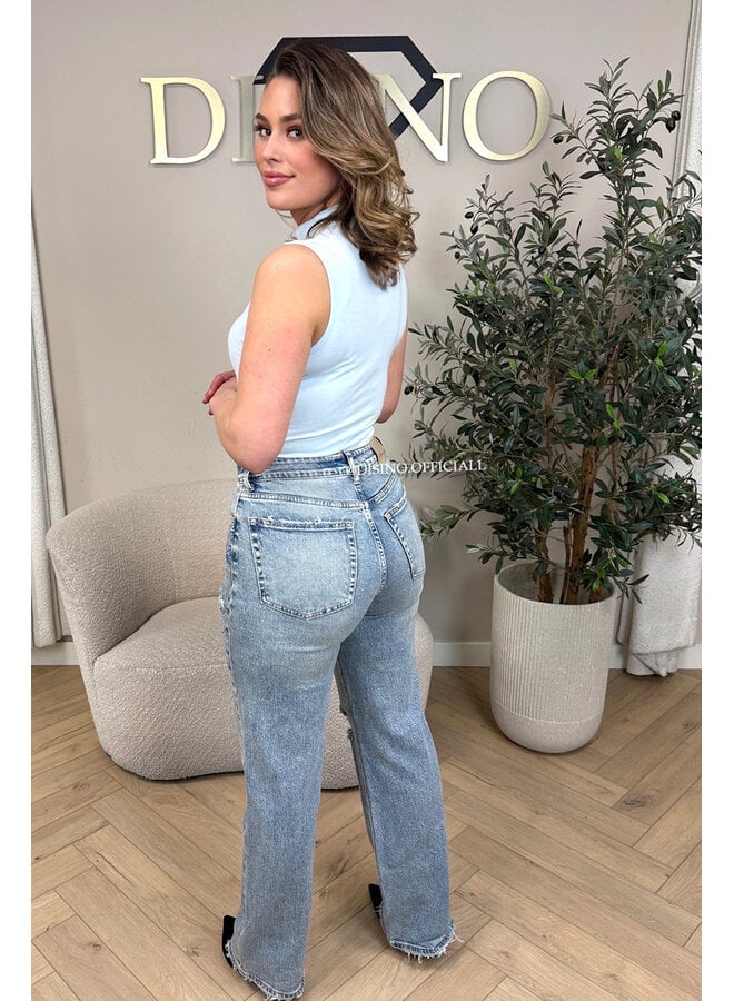 LIGHT BLUE - 'BELLA BODY' - HIGH NECK BASIC BODYSUIT