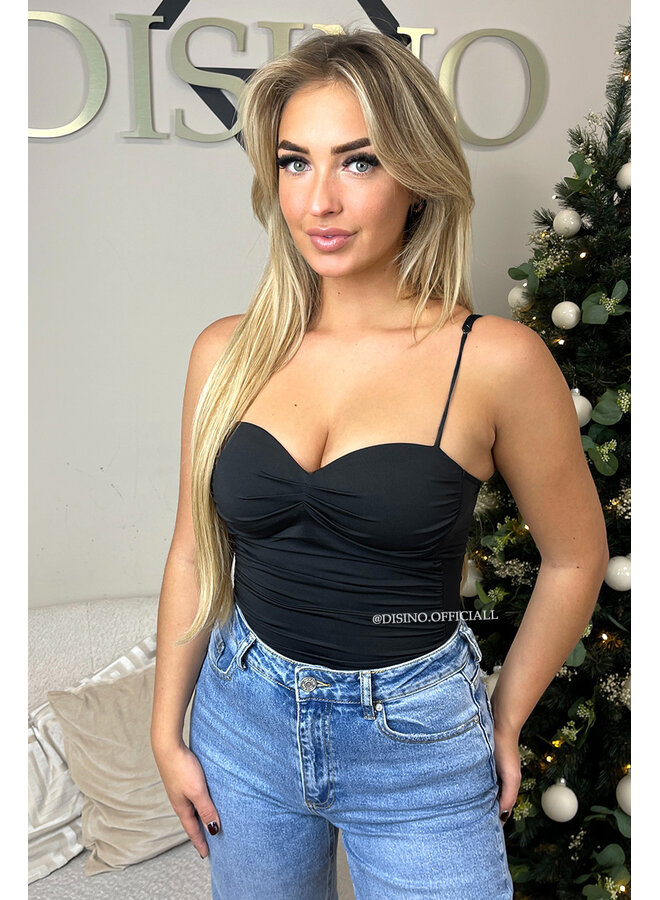 BLACK - 'SCARLETT BODY' - SKIMMS INSPIRED RUCHED BODYSUIT