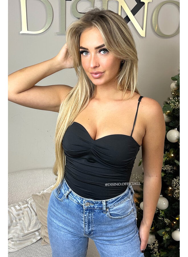 BLACK - 'SCARLETT BODY' - SKIMMS INSPIRED RUCHED BODYSUIT