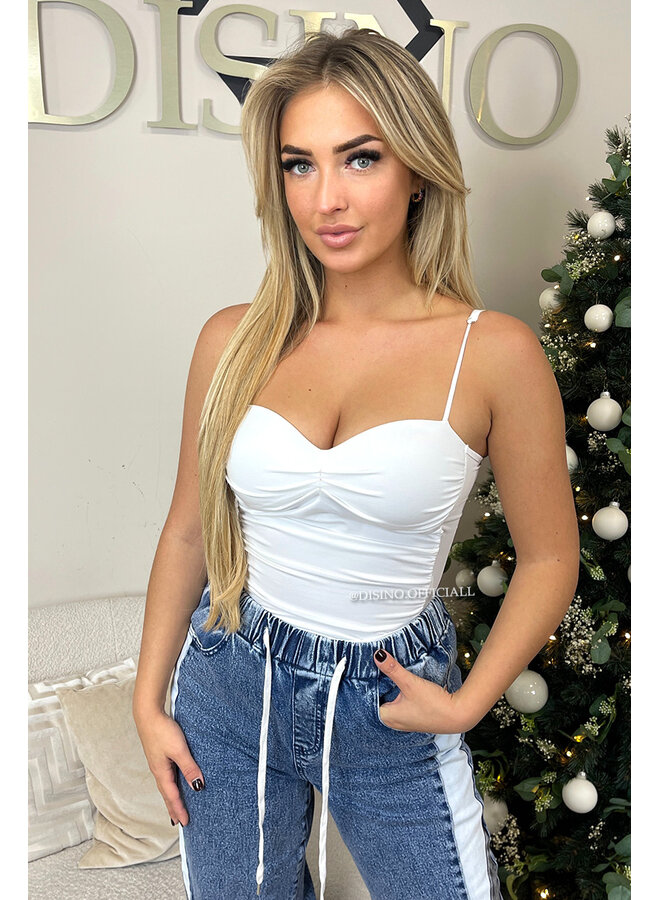 WHITE - 'SCARLETT BODY' - SKIMMS INSPIRED RUCHED BODYSUIT