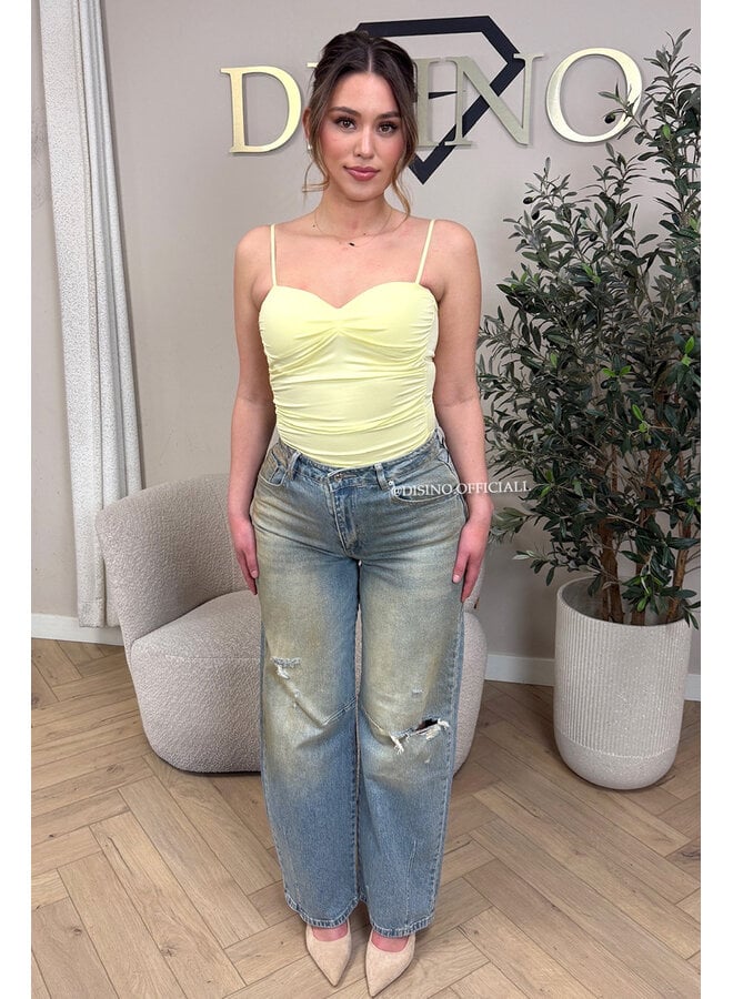 YELLOW - 'SCARLETT BODY' - SKIMMS INSPIRED RUCHED BODYSUIT