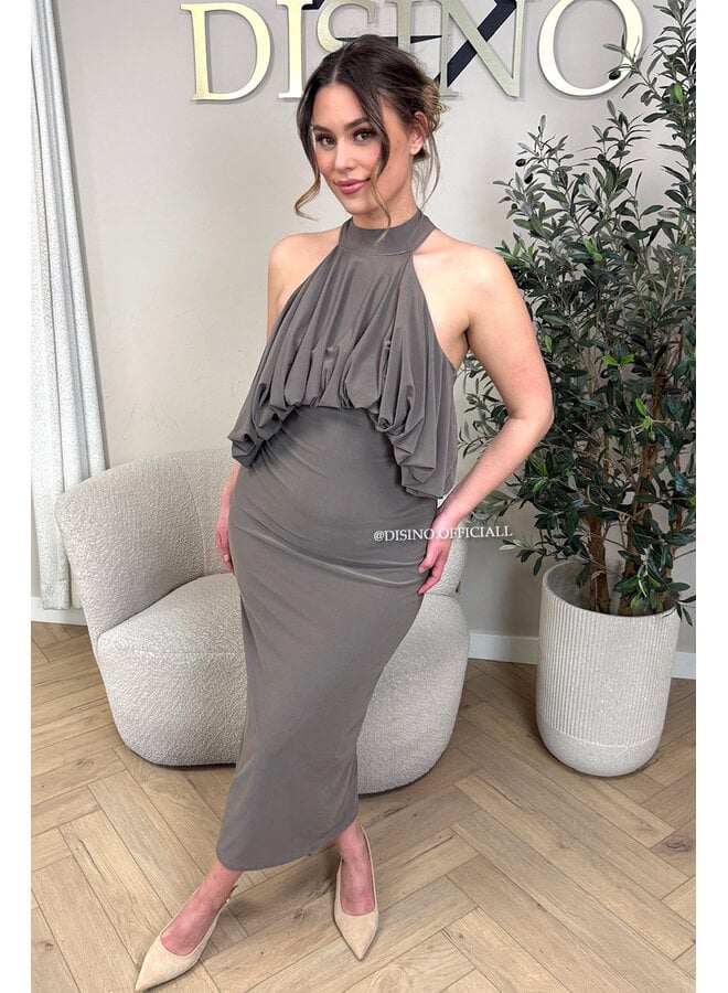 TAUPE - 'ESILA DRESS' - OPEN BACK MAXI DRESS