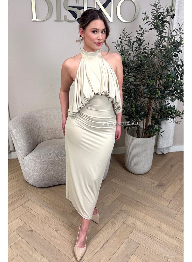 BEIGE - 'ESILA DRESS' - OPEN BACK MAXI DRESS