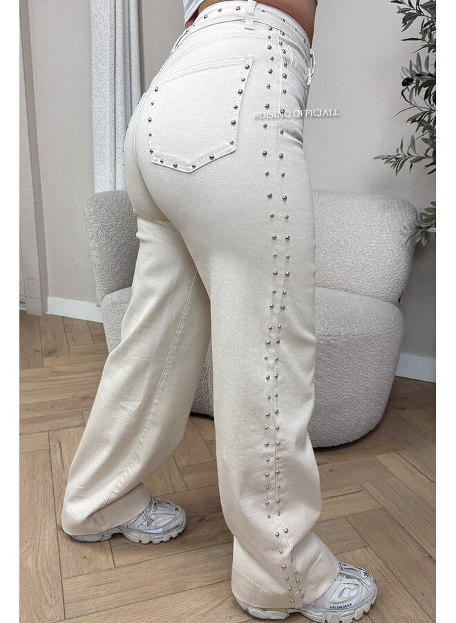 ECRU - 'REGINA JEANS' - SUPER STRETCH STUDS WIDE LEG JEANS