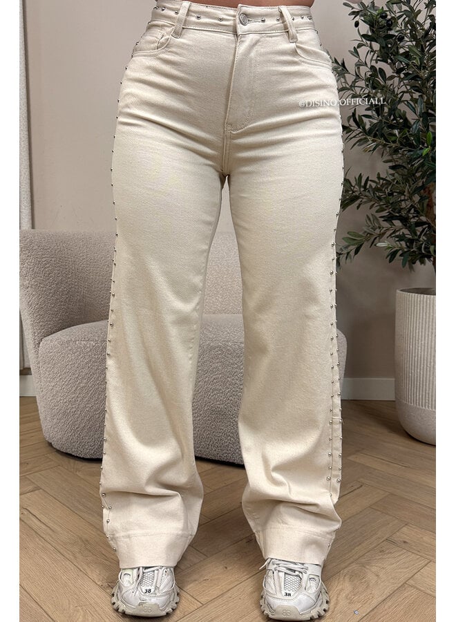 ECRU - 'REGINA JEANS' - SUPER STRETCH STUDS WIDE LEG JEANS