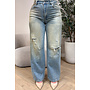 DIRTY WASH - 'LYON JEANS' - HIGH WAIST RIPPED STRETCH BARREL JEANS