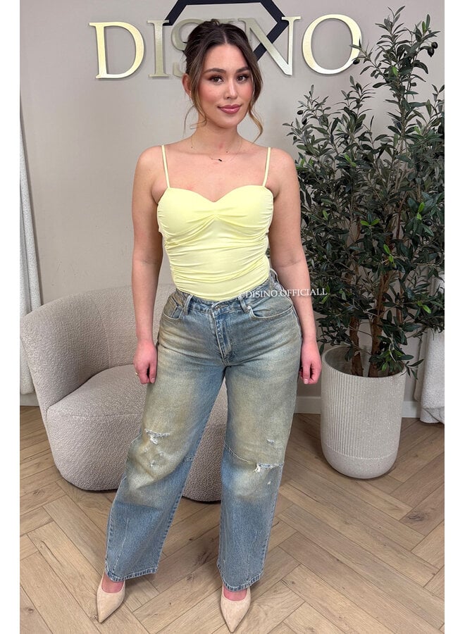 DIRTY WASH - 'LYON JEANS' - HIGH WAIST RIPPED STRETCH BARREL JEANS