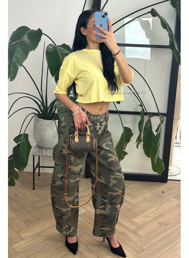 YELLOW - 'MARA TEE' - WHITEWASH CROPPED TEE