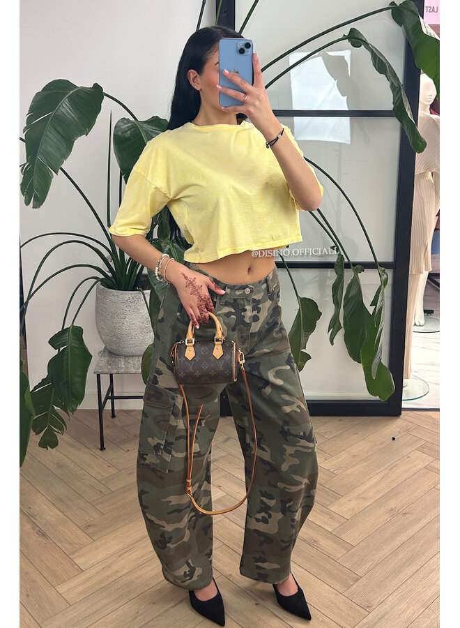 YELLOW - 'MARA TEE' - WHITEWASH CROPPED TEE