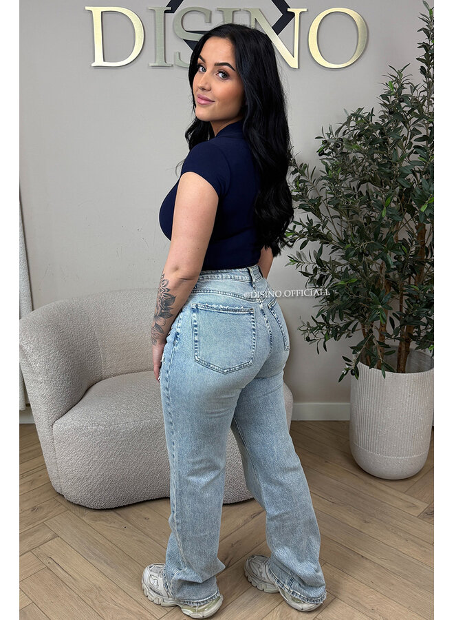 NAVY BLUE - 'MIA SHORTSLEEVE TOP' - PERFECT FIT HIGH NECK SHORTSLEEVE TOP