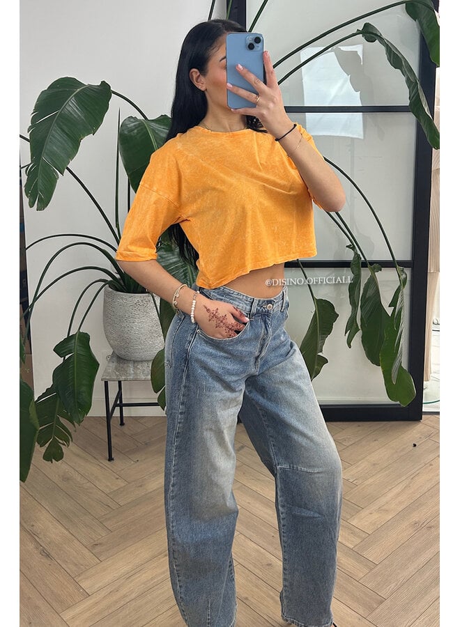 ORANGE - 'MARA TEE' - WHITEWASH CROPPED TEE