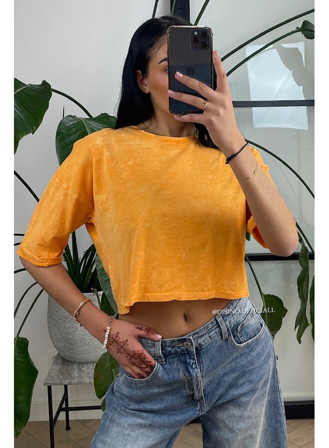 ORANGE - 'MARA TEE' - WHITEWASH CROPPED TEE