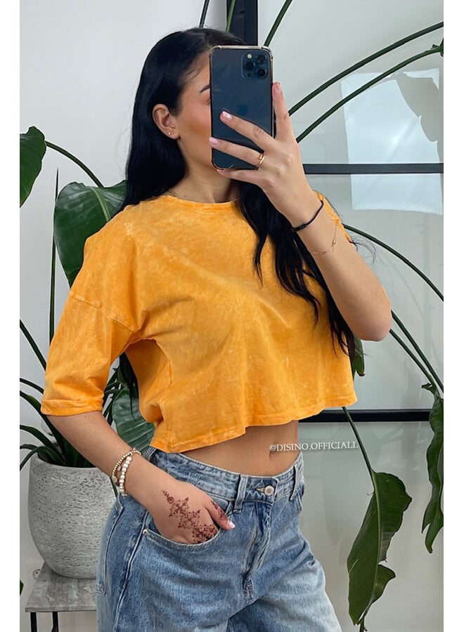 ORANGE - 'MARA TEE' - WHITEWASH CROPPED TEE
