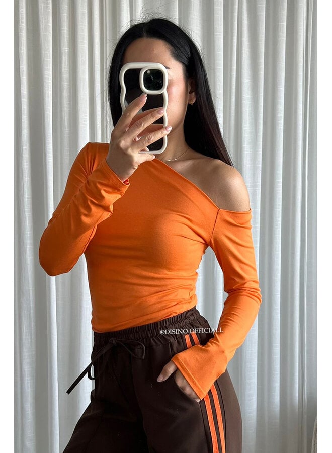 ORANGE - 'ESMEE LONGSLEEVE' - OPEN SHOULDER TOP