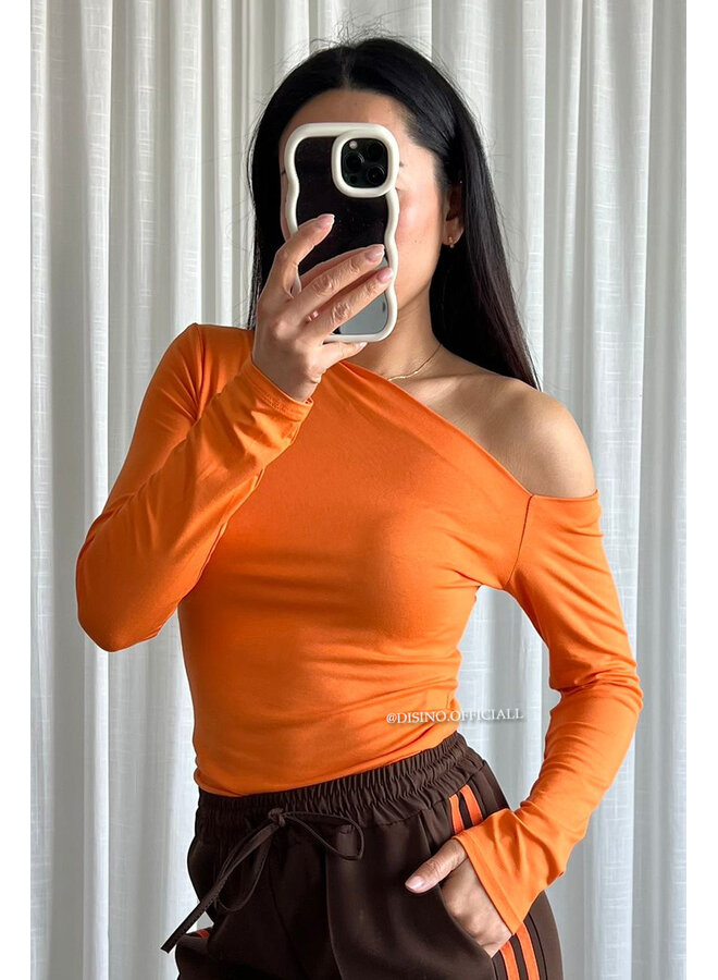 ORANGE - 'ESMEE LONGSLEEVE' - OPEN SHOULDER TOP