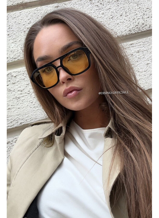 BLACK - 'BARCELONA' - INSPIRED ORANGE GLASSES SUNNIES