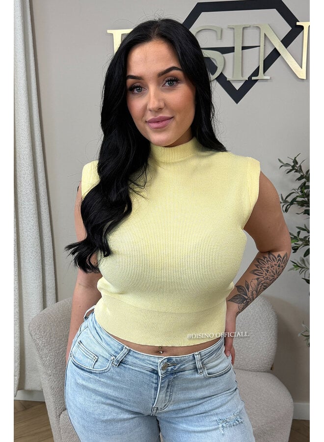 SOFT YELLOW - 'CLEO' - BOYFRIEND PUFF SHOULDER TOP