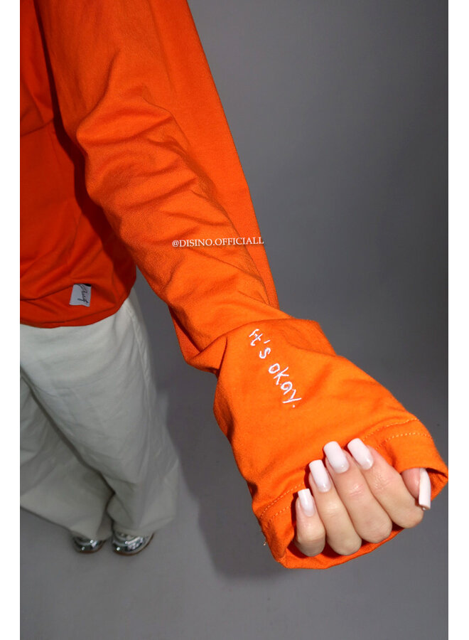 ORANGE - 'OVERTHINKER LONGSLEEVE' - OVERSIZED PRIORITY LONGSLEEVE TEE