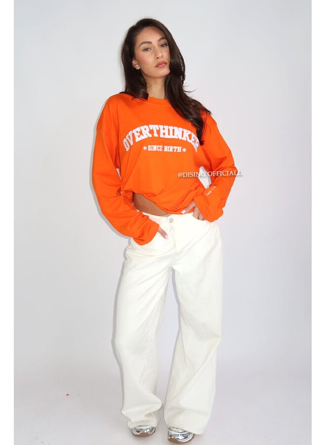 ORANGE - 'OVERTHINKER LONGSLEEVE' - OVERSIZED PRIORITY LONGSLEEVE TEE