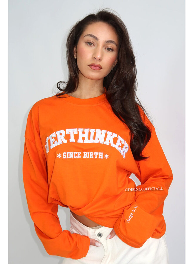 ORANGE - 'OVERTHINKER LONGSLEEVE' - OVERSIZED PRIORITY LONGSLEEVE TEE