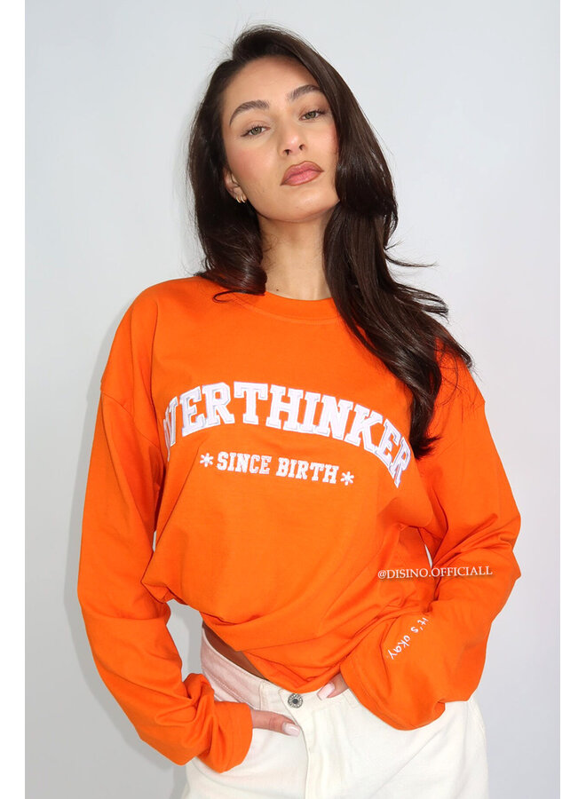 ORANGE - 'OVERTHINKER LONGSLEEVE' - OVERSIZED PRIORITY LONGSLEEVE TEE