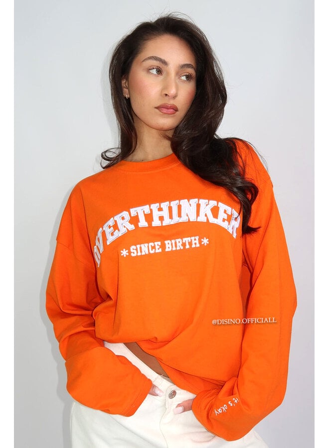 ORANGE - 'OVERTHINKER LONGSLEEVE' - OVERSIZED PRIORITY LONGSLEEVE TEE