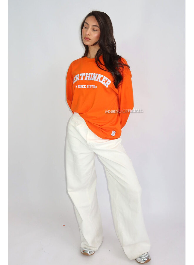 ORANGE - 'OVERTHINKER LONGSLEEVE' - OVERSIZED PRIORITY LONGSLEEVE TEE