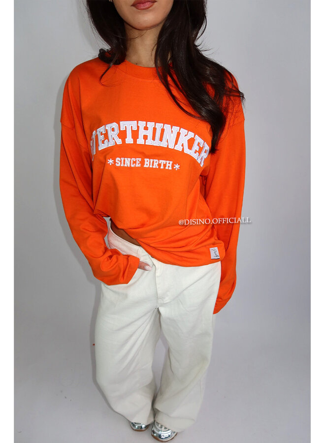 ORANGE - 'OVERTHINKER LONGSLEEVE' - OVERSIZED PRIORITY LONGSLEEVE TEE