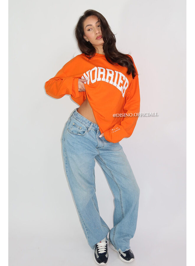 ORANGE - 'WORRIER LONGSLEEVE' - OVERSIZED PRIORITY LONGSLEEVE TEE