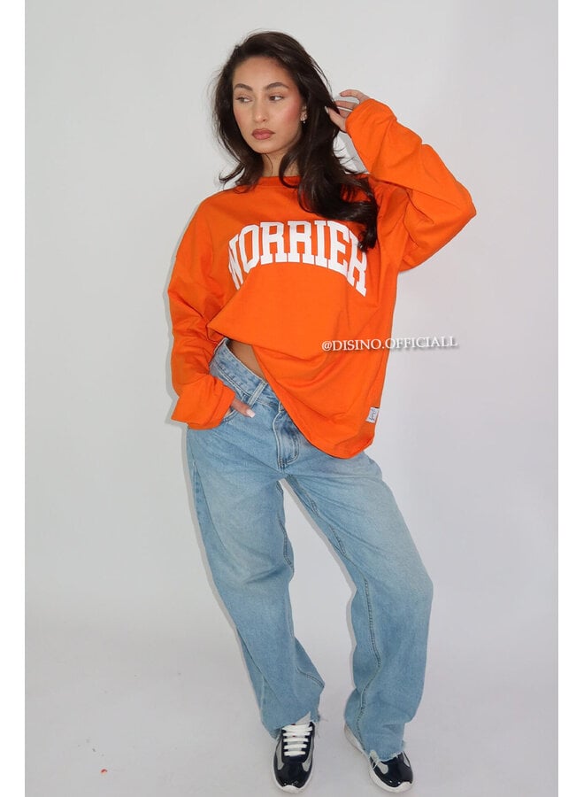 ORANGE - 'WORRIER LONGSLEEVE' - OVERSIZED PRIORITY LONGSLEEVE TEE