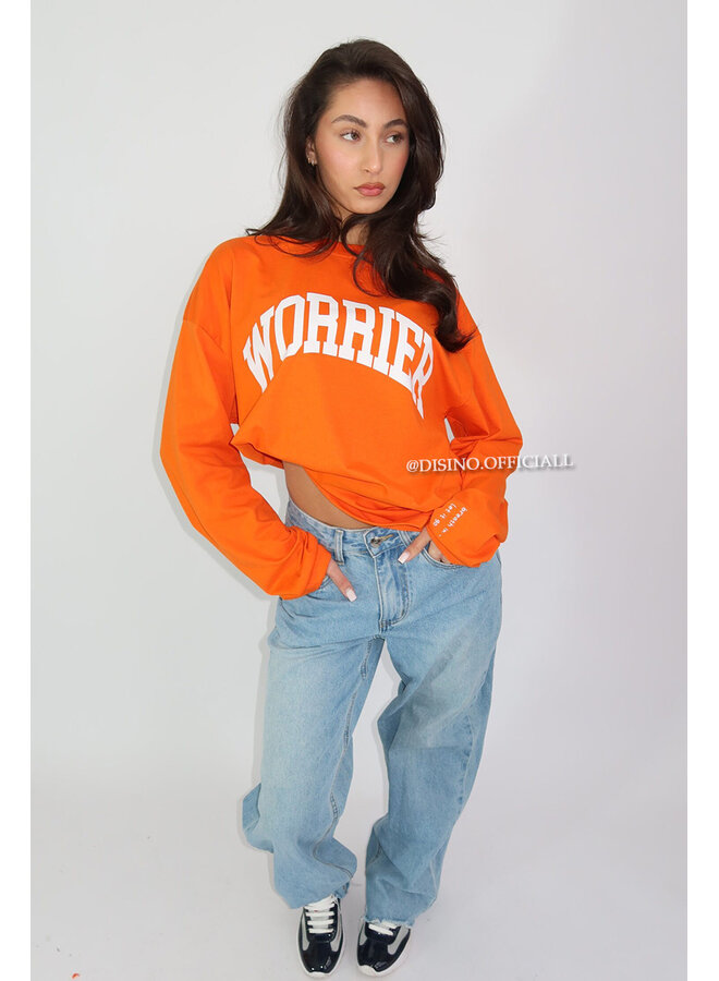 ORANGE - 'WORRIER LONGSLEEVE' - OVERSIZED PRIORITY LONGSLEEVE TEE