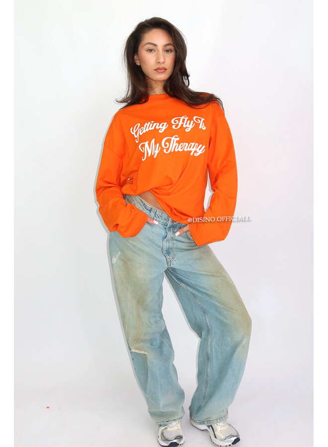 ORANGE - 'GETTING FLY LONGSLEEVE' - OVERSIZED PRIORITY LONGSLEEVE TEE