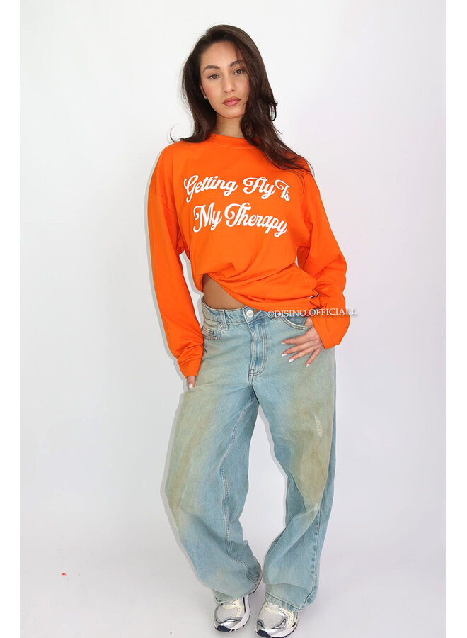 ORANGE - 'GETTING FLY LONGSLEEVE' - OVERSIZED PRIORITY LONGSLEEVE TEE