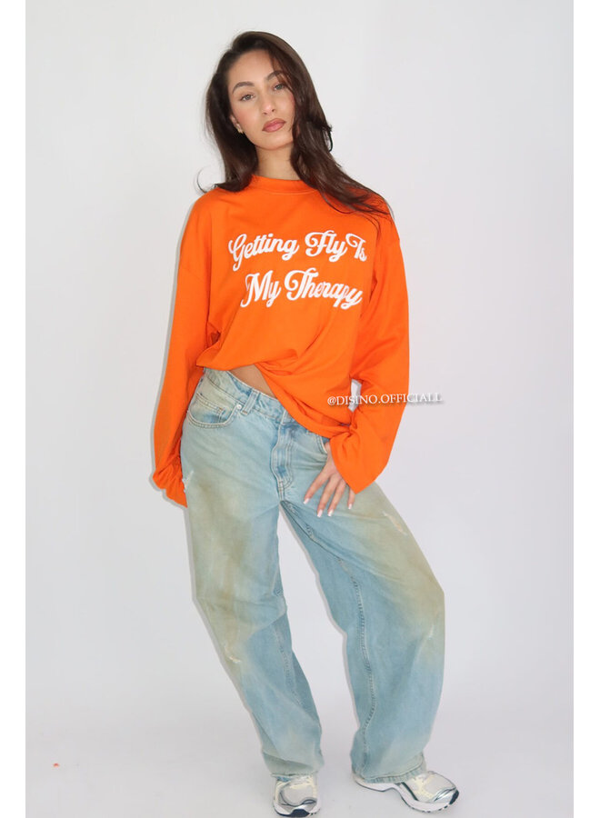 ORANGE - 'GETTING FLY LONGSLEEVE' - OVERSIZED PRIORITY LONGSLEEVE TEE