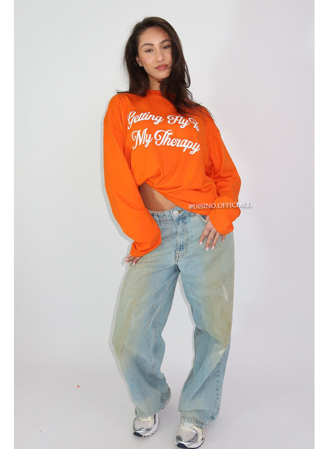 ORANGE - 'GETTING FLY LONGSLEEVE' - OVERSIZED PRIORITY LONGSLEEVE TEE