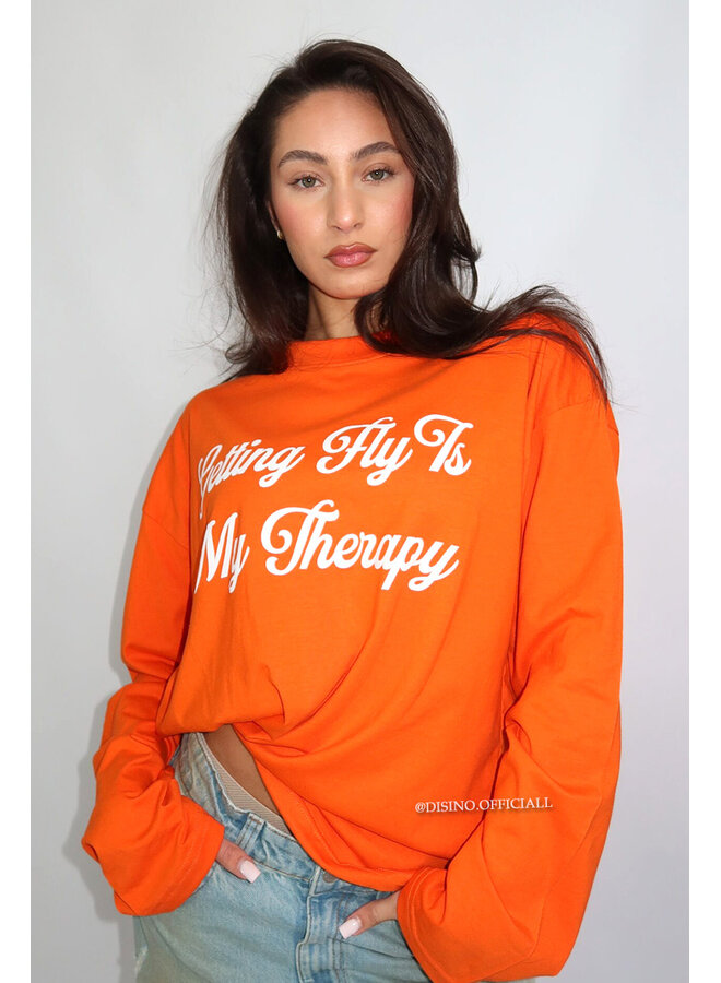 ORANGE - 'GETTING FLY LONGSLEEVE' - OVERSIZED PRIORITY LONGSLEEVE TEE