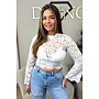 WHITE - 'ABBENY TOP' - BELL SLEEVE LACE TOP + TOP INSIDE